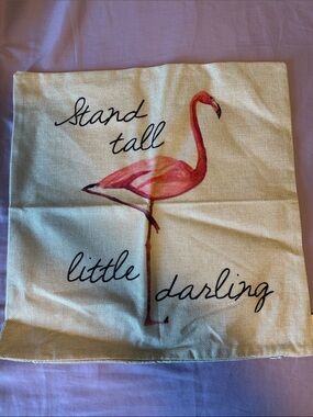 Flamingo 'Stand Tall Little Darling' Decorative Pillow Cover - Pink Flamingo